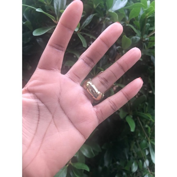 Y2K Gold Tone Statement Ring Jade Stone Stretchy Ring Costume Jewelry - Picture 4 of 7